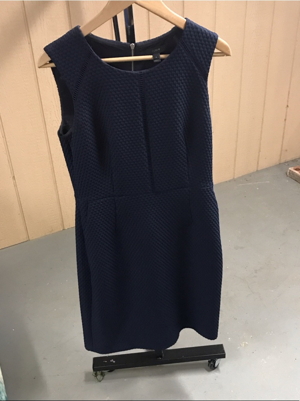 J. Crew Navy Textured Sleeveless Sheath Dress